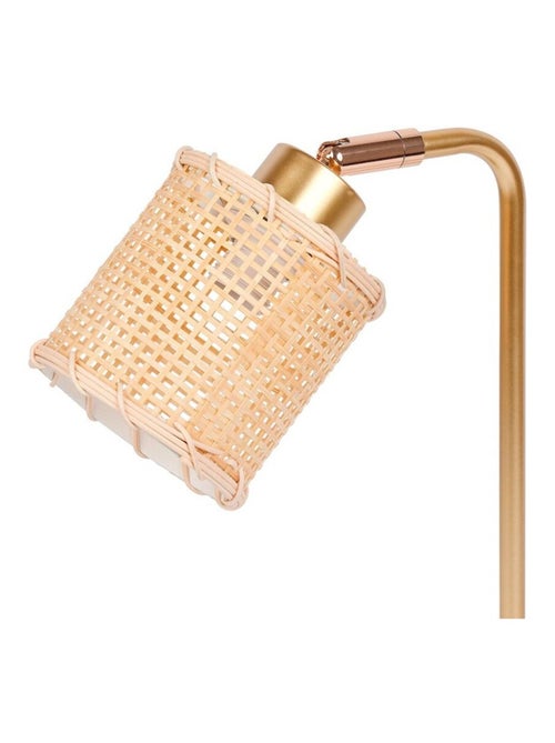 Lampe métal dorée avec abat-jour bambou - Kiabi