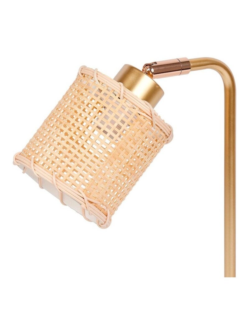 Lampe métal dorée avec abat-jour bambou Doré/or - Kiabi
