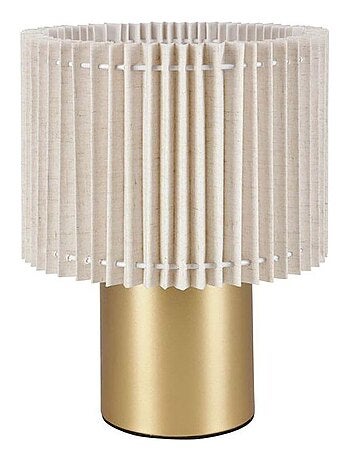 Lampe métal lin Auréline écru dorée