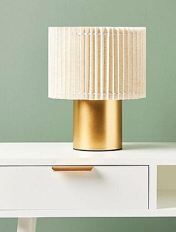 Lampe métal lin Auréline écru dorée