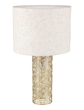 Lampe métal lin Calathéa beige dorée