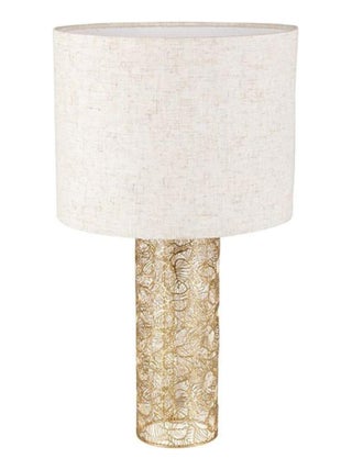 Lampe métal lin Calathéa beige dorée