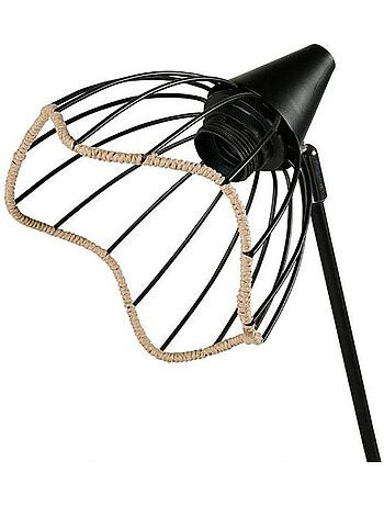 Lampe métal noir abat-jour filaire corde