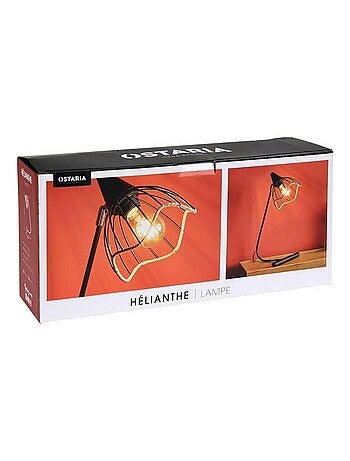 Lampe métal noir abat-jour filaire corde