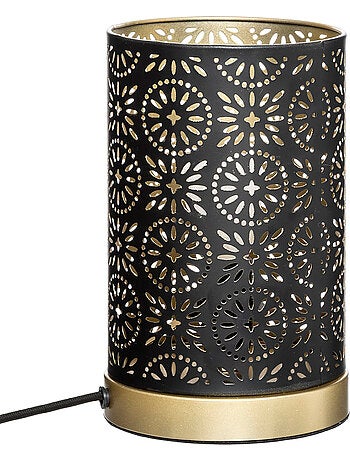 Lampe métal noir motifs ajourés dorés GYPSY