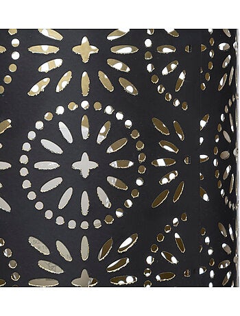 Lampe métal noir motifs ajourés dorés GYPSY
