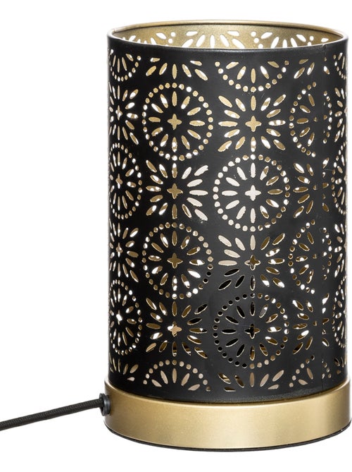 Lampe métal noir motifs ajourés dorés GYPSY - Kiabi