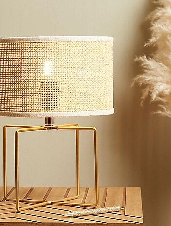 Lampe métal rotin Yuca beige