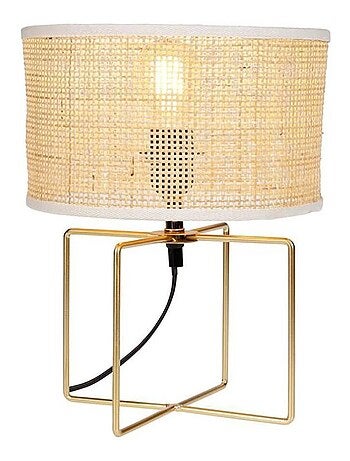 Lampe métal rotin Yuca beige