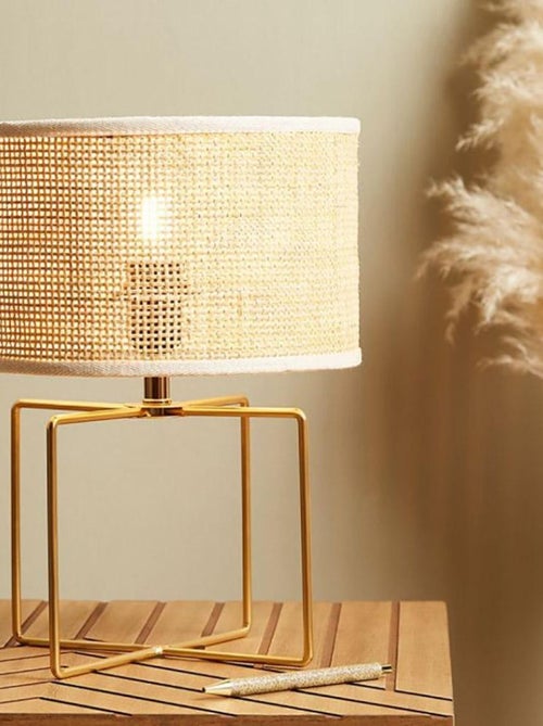 Lampe métal rotin Yuca beige - Kiabi