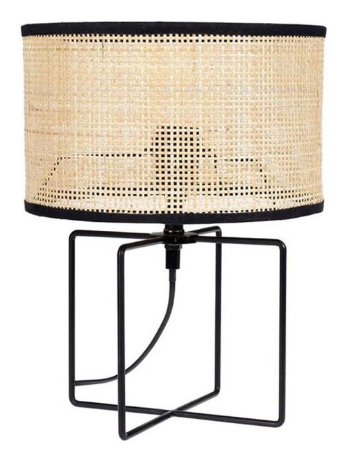 Lampe métal rotin Yuca noir - Kiabi