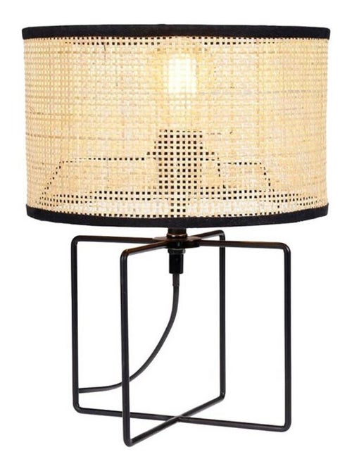 Lampe métal rotin Yuca noir - Kiabi