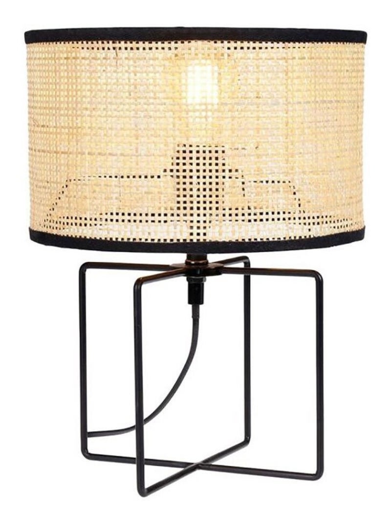 Lampe métal rotin Yuca noir Noir - Kiabi