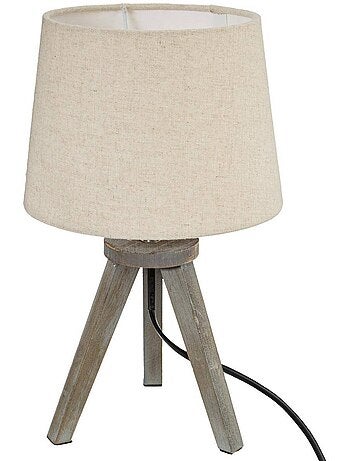 Lampe trépied bois abat-jour tissu MINI