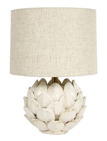 Lampe pétales céramique lin beige