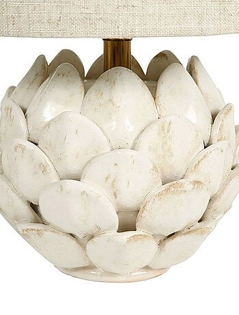 Lampe pétales céramique lin beige