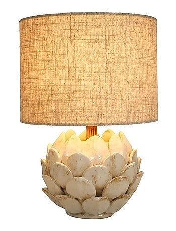 Lampe pétales céramique lin beige
