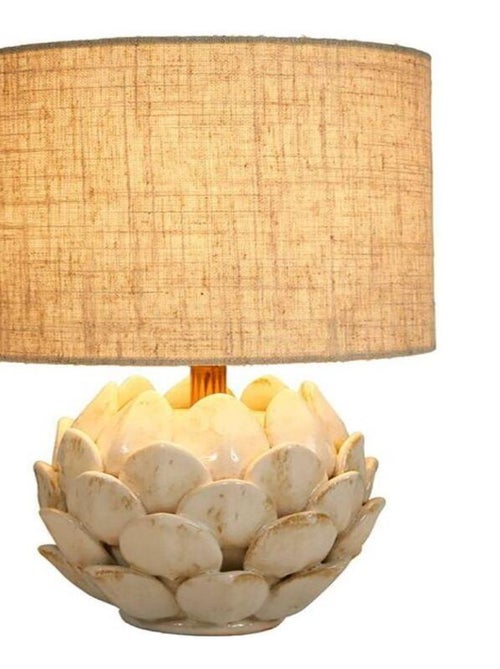 Lampe pétales céramique lin beige - Kiabi