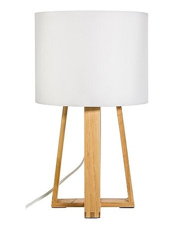 Lampe pied bois Molu blanc