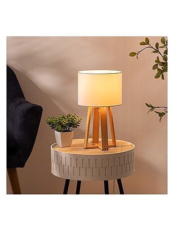 Lampe pied bois Molu blanc