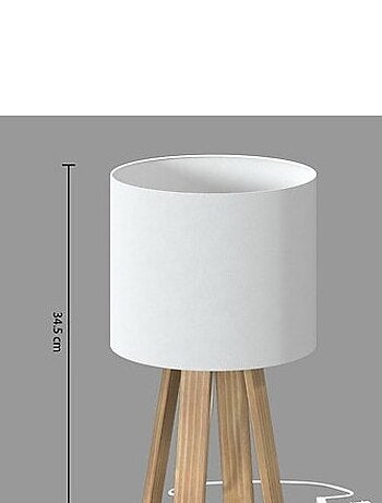 Lampe pied bois Molu blanc