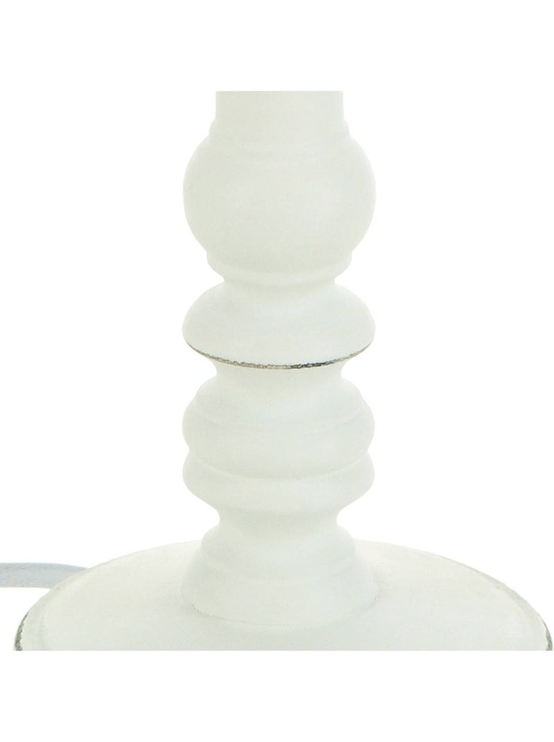 Lampe pied bois tourné abat-jour tissu LEO Blanc - Kiabi