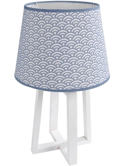 Lampe pied bois wave bleu - Kiabi