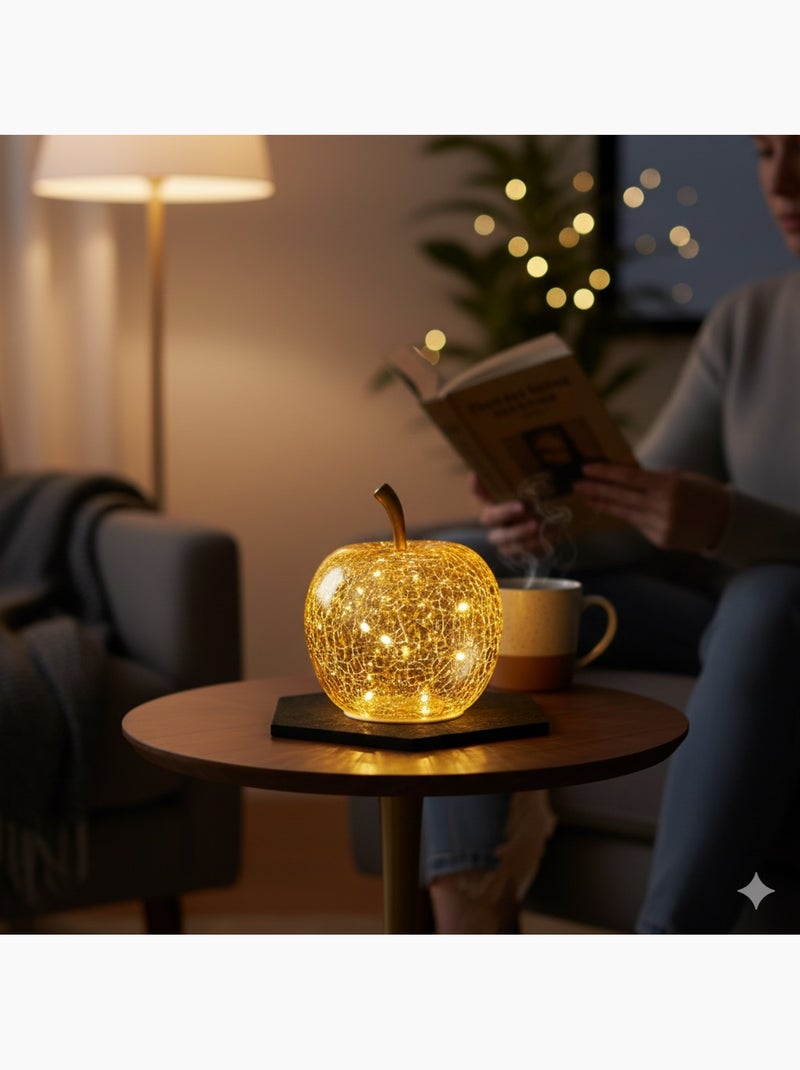 Lampe Pomme lumineuse 10 Led Doré - Kiabi