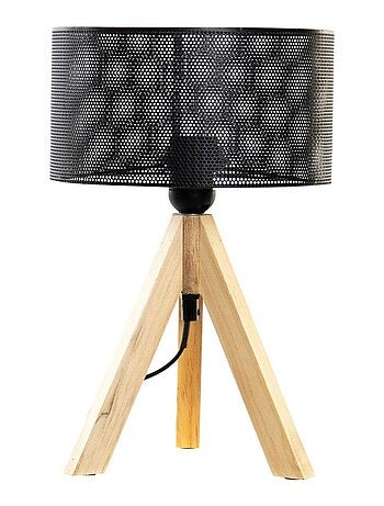Lampe rétro en métal et bois