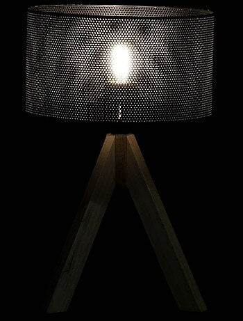 Lampe rétro en métal et bois