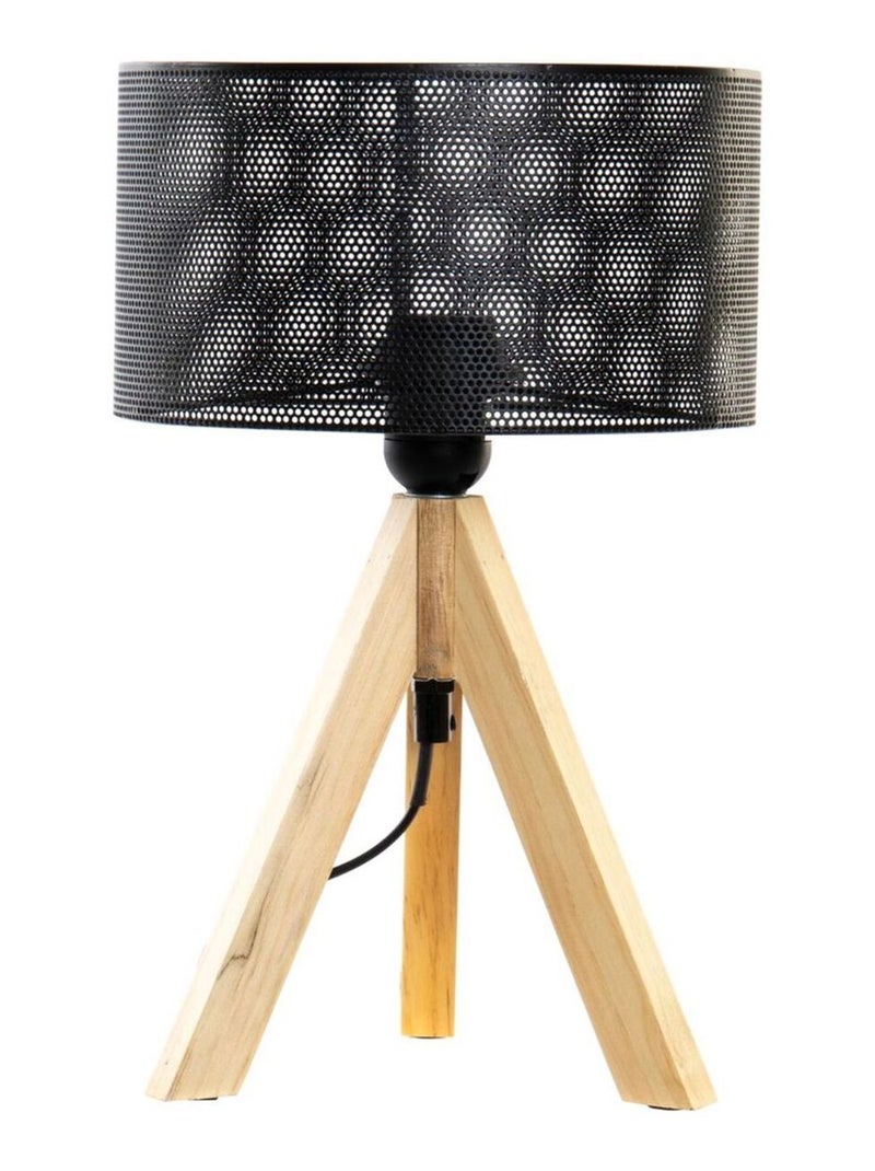Lampe rétro en métal et bois Beige/Noir - Kiabi