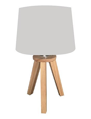 Lampe scandinave 3 pieds en bois gris - Kiabi