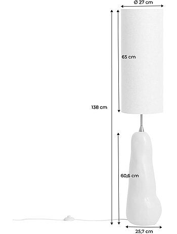 Lampe sur pied intérieur céramique et tissu Ø27cm Auro