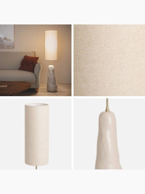 Lampe sur pied intérieur céramique et tissu Ø27cm Auro - Kiabi