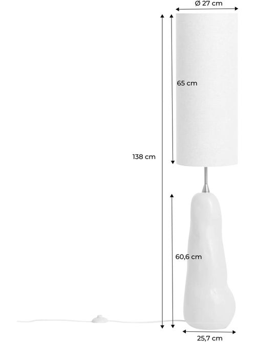 Lampe sur pied intérieur céramique et tissu Ø27cm Auro - Kiabi