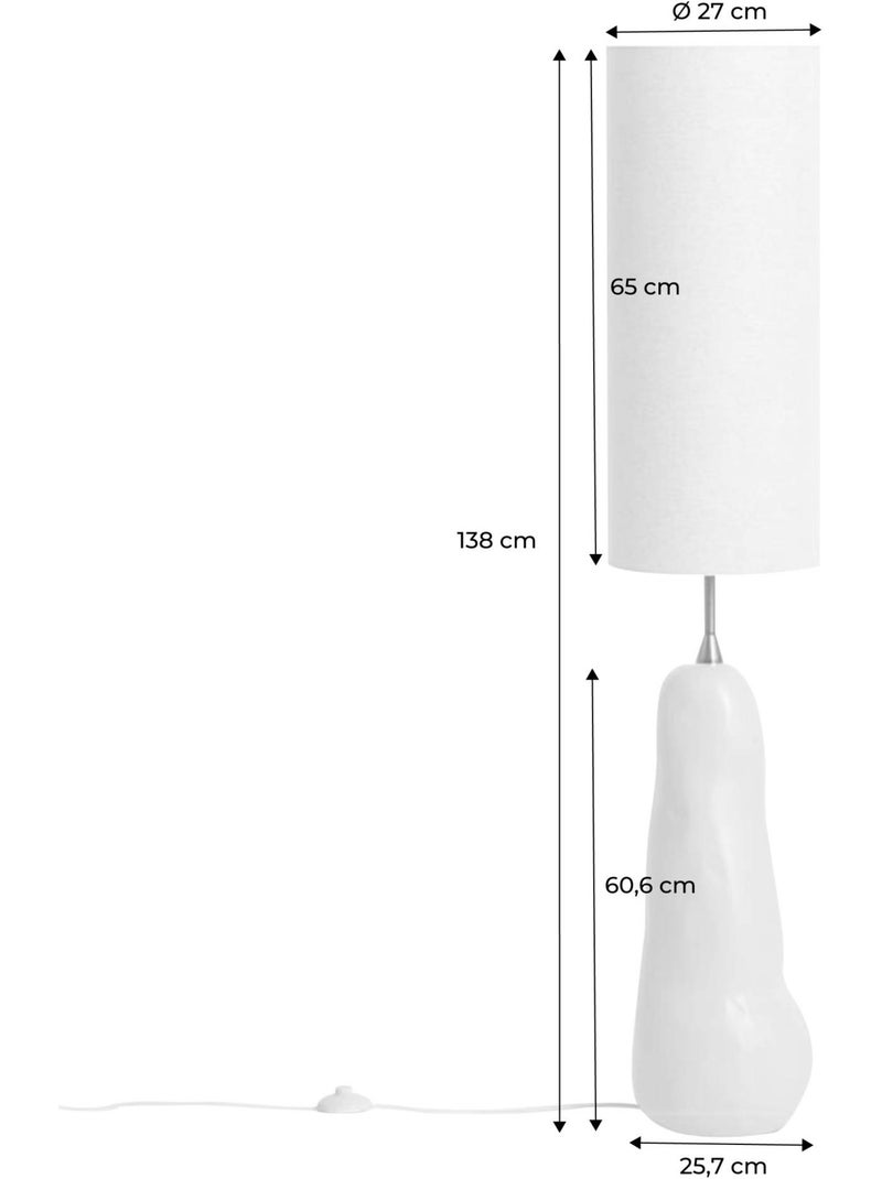 Lampe sur pied intérieur céramique et tissu Ø27cm Auro Taupe - Kiabi