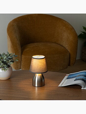 Lampe tactile métal abat-jour tissu SORBA