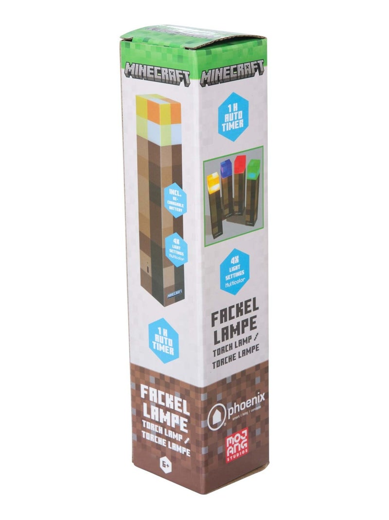 Lampe torche LED rechargeable par usb - 4 couleurs + support mural 'Roba' - Minecraft Marron - Kiabi