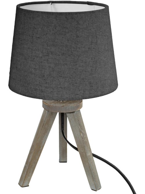 Lampe trépied bois abat-jour tissu MINI - Kiabi Lampe trépied bois abat-jour tissu MINI - Kiabi