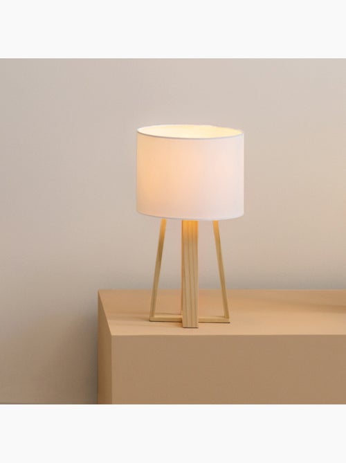 Lampe trépied bois de pin abat-jour coton MOLU - Kiabi