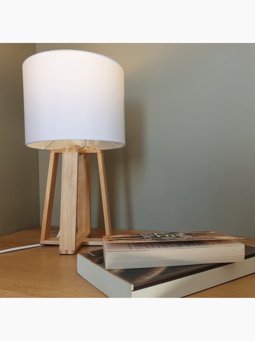 Lampe trépied bois de pin abat-jour coton MOLU - Kiabi