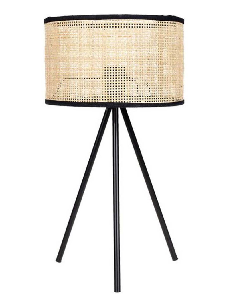 Lampe trépied métal rotin Yuca noir Beige - Kiabi