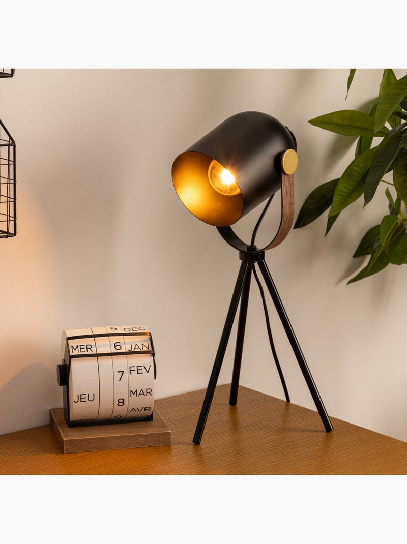 Lampe trépied projecteur orientable vintage BIL Noir - Kiabi