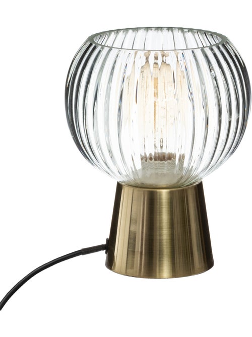Lampe verre strié et laiton laye - Kiabi