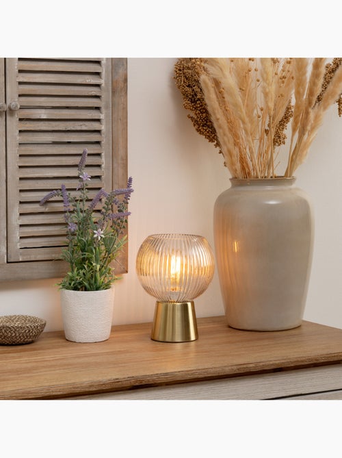 Lampe verre strié et laiton laye - Kiabi