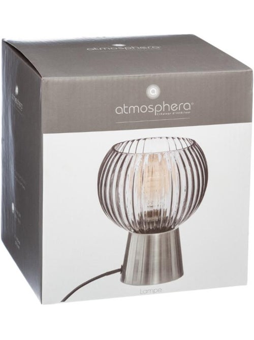 Lampe verre strié et laiton laye - Kiabi