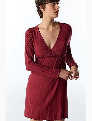 Lana chemise de nuit côtelée à manches longues penti