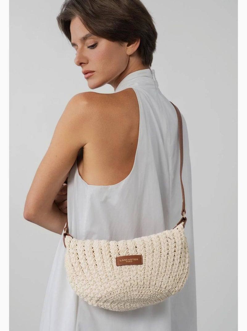 Lancaster Petit Sac Besace Tressé Coton Cuir Marron - Kiabi