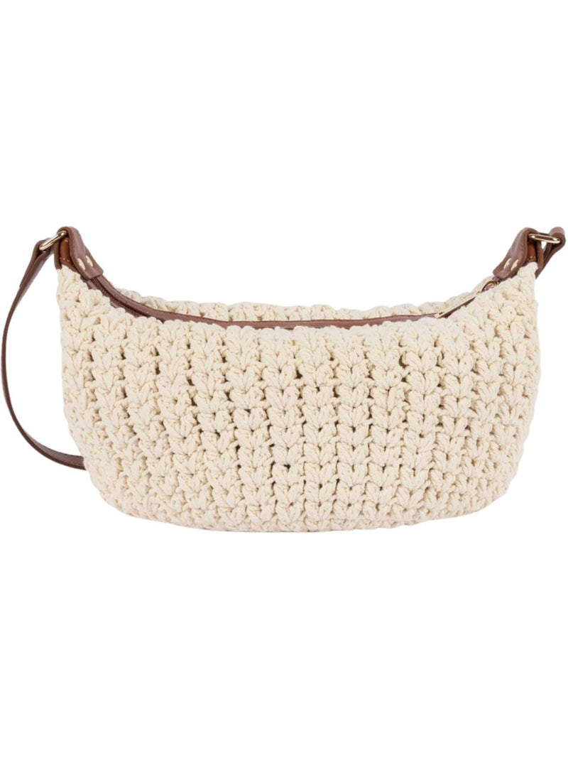 Lancaster Petit Sac Besace Tressé Coton Cuir Marron - Kiabi