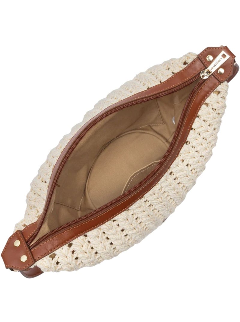 Lancaster Petit Sac Besace Tressé Coton Cuir Marron - Kiabi